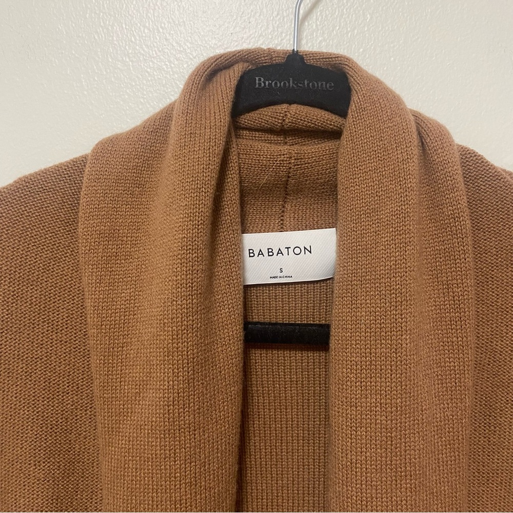 Aritzia Babaton Beekman Cashmere Wool Cardigan Size Small Camel Brown - Picture 3 of 7